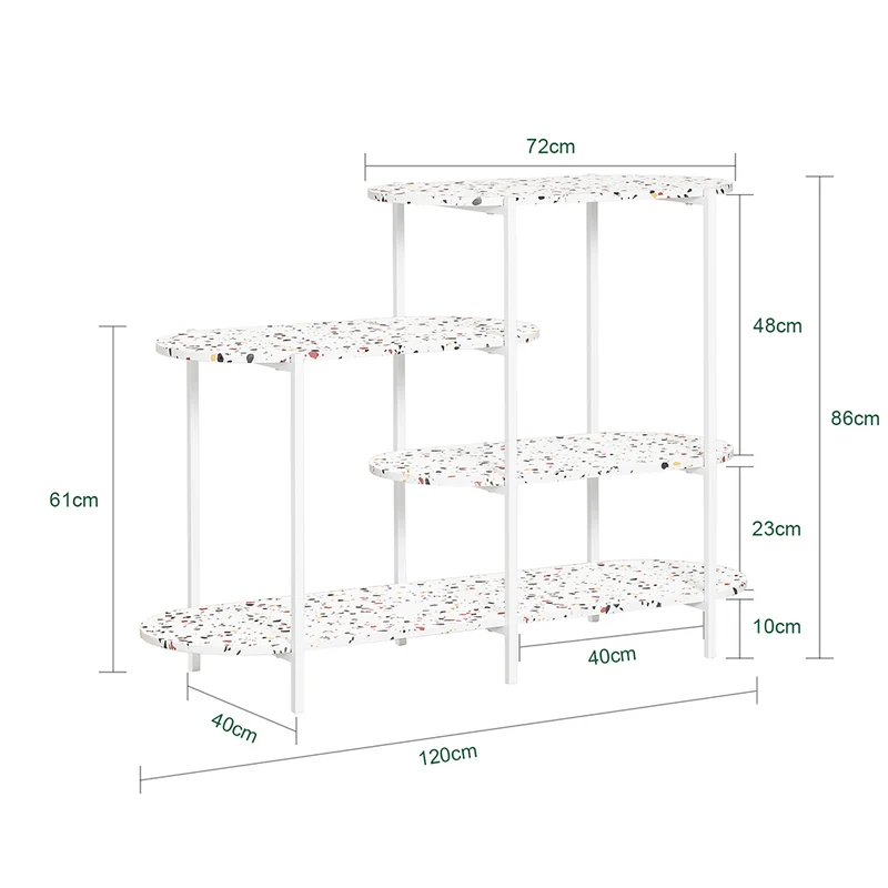 SoBuy FSB89-W Table Console, Table d'Appoint, Table d’Entrée, Étagère de Rangement, Étagère Asymétrique à 4 Niveaux