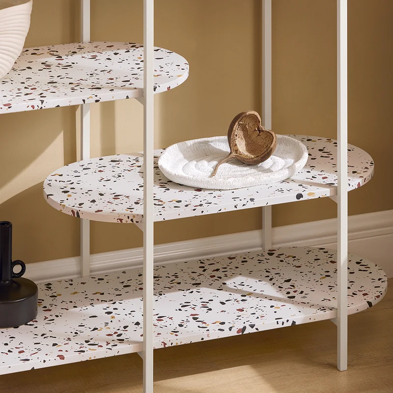 SoBuy FSB89-W Table Console, Table d'Appoint, Table d’Entrée, Étagère de Rangement, Étagère Asymétrique à 4 Niveaux