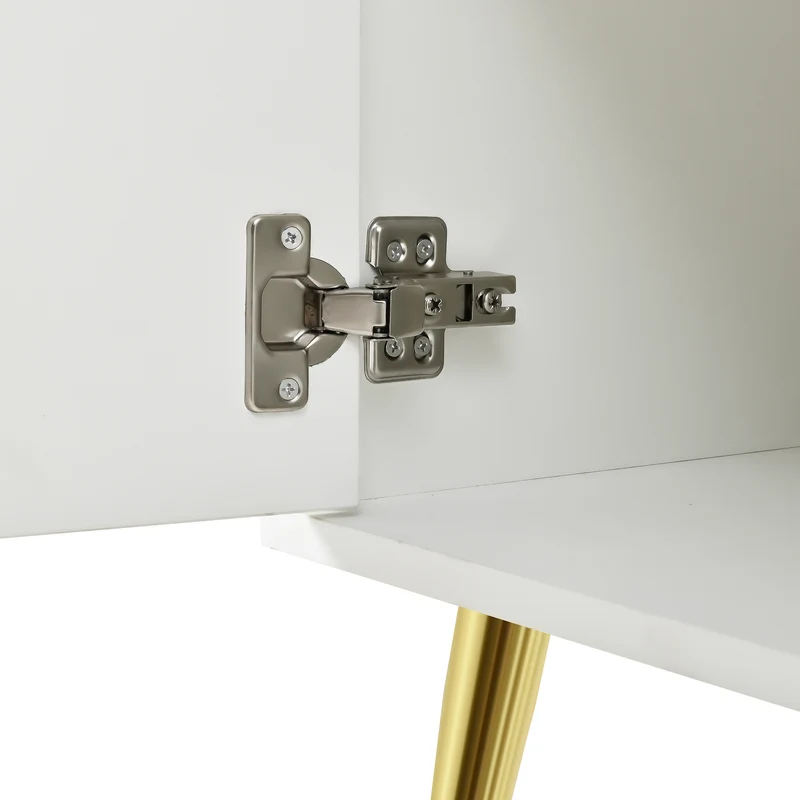 Buffet blanc rotin 2 tiroirs 4 portes 140x35x82cm HALOORA