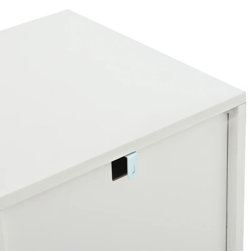 Buffet blanc rotin 2 tiroirs 4 portes 140x35x82cm HALOORA