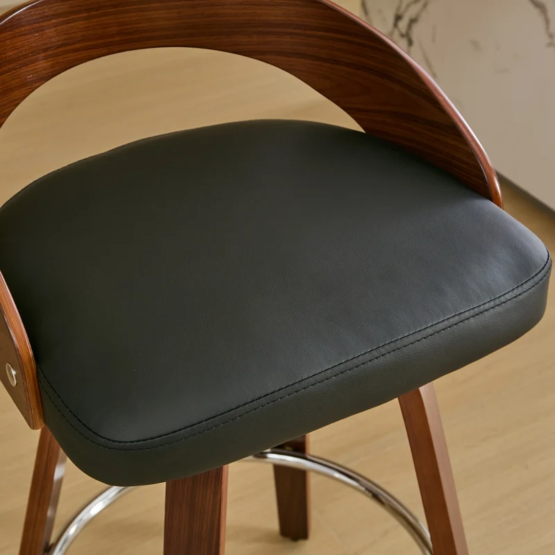 Lot de 2 tabourets de bar style vintage PU noir, dossier arrondi, pivotant et repose pied, 63 cm PINNACLEESIA