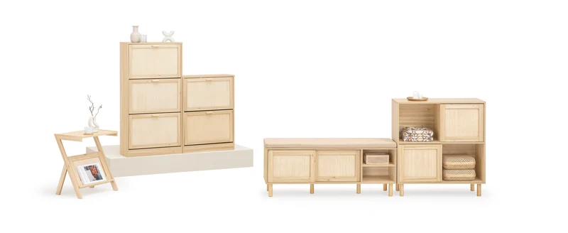 SoBuy FSB87-N Buffet à Portes Coulissantes en Bambou – 4 Compartiments, 80 × 35 × 87 cm, Naturel