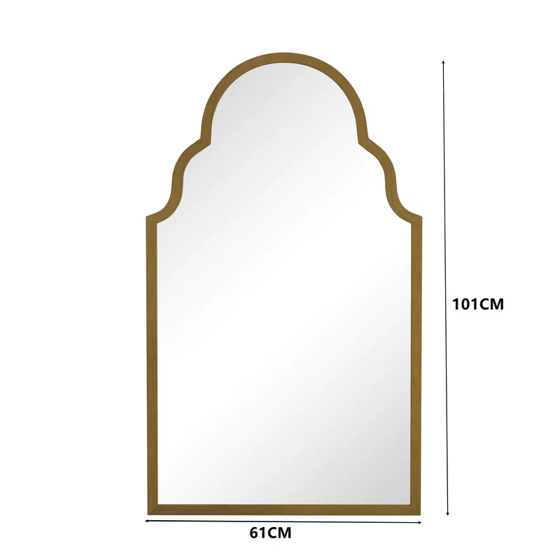 Miroir mural rectangulaire style marocain cadre métal doré mat 61x101cm NEWSLIVER