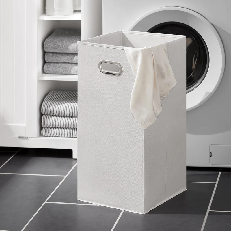 SoBuy BZR105-W Meuble Salle de Bain avec Panier à Linge et 3 Étagères – L60×P37×H86 cm, Charge 70 kg, MDF E1, Blanc