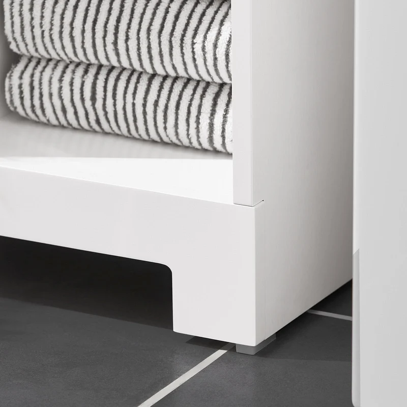SoBuy BZR105-W Meuble Salle de Bain avec Panier à Linge et 3 Étagères – L60×P37×H86 cm, Charge 70 kg, MDF E1, Blanc