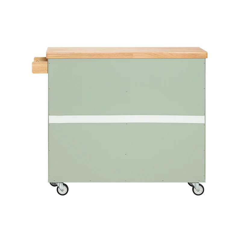 SoBuy FKW114-GR Ìlot Central Cuisine Mobile Vert Sauge – Bar à Vins, Plan Bois Massif, Rangement