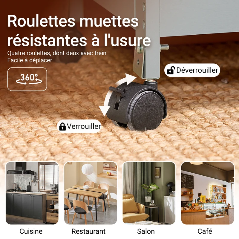 SoBuy FKW79-HG Meuble Cuisine Desserte de Cuisine à roulettes, Desserte Rangement avec 3 Tiroirs et 1 Tablette Amovible, Meuble de Rangement Cuisine, L68xP38xH85cm,Gris