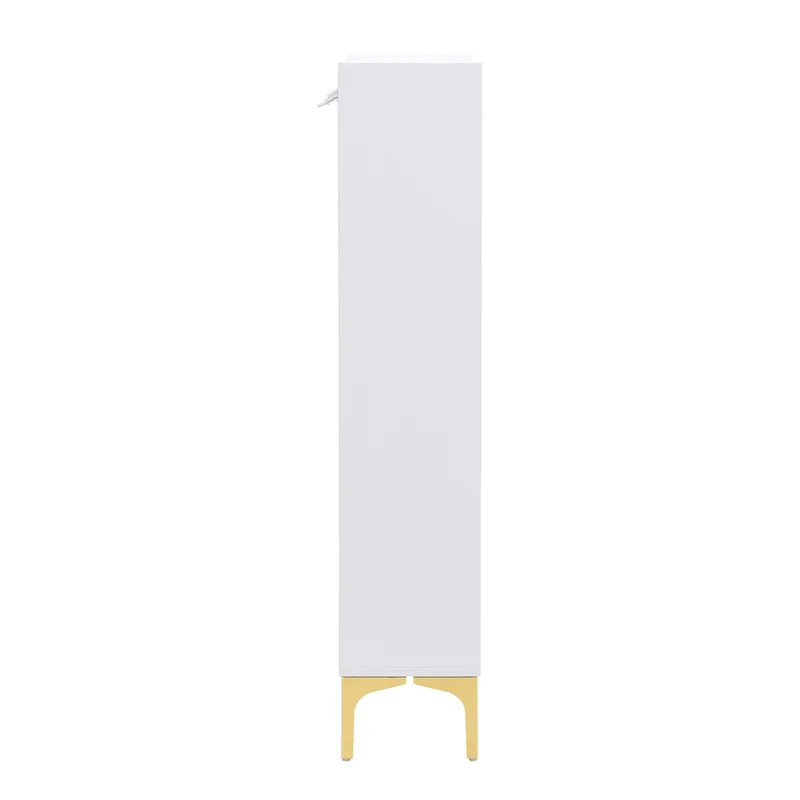 Meuble à chaussures blanc 3 niveaux pieds métal doré, design luxe EVERGLADESLIME