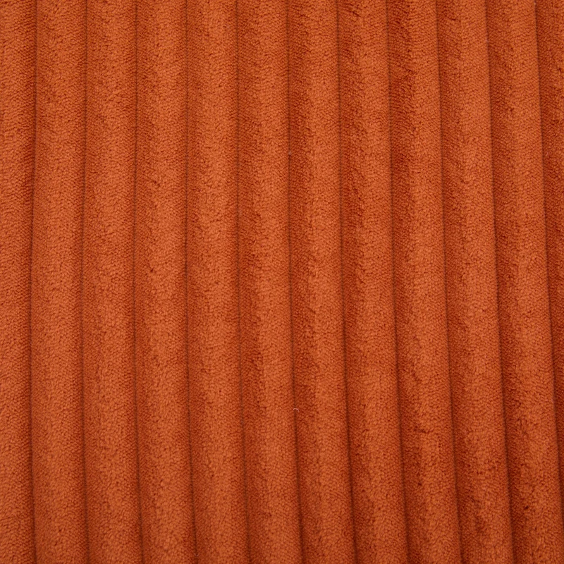 Canapé simple fauteuil XXL en velours côtelé orange, dossier profond, repose pied, coussin & poches latérales, sans montage NEBKHAMOUND