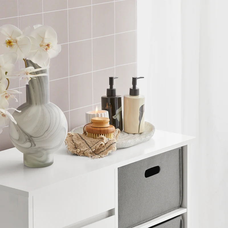 SoBuy BZR77-W Meuble de Salle de Bain avec Paniers à Linge, Armoire à Linge avec 3 Paniers et Tiroir, Armoire de Salle de Bain en Bois, Corbeille à Linge, Blanc, 80x91x38cm