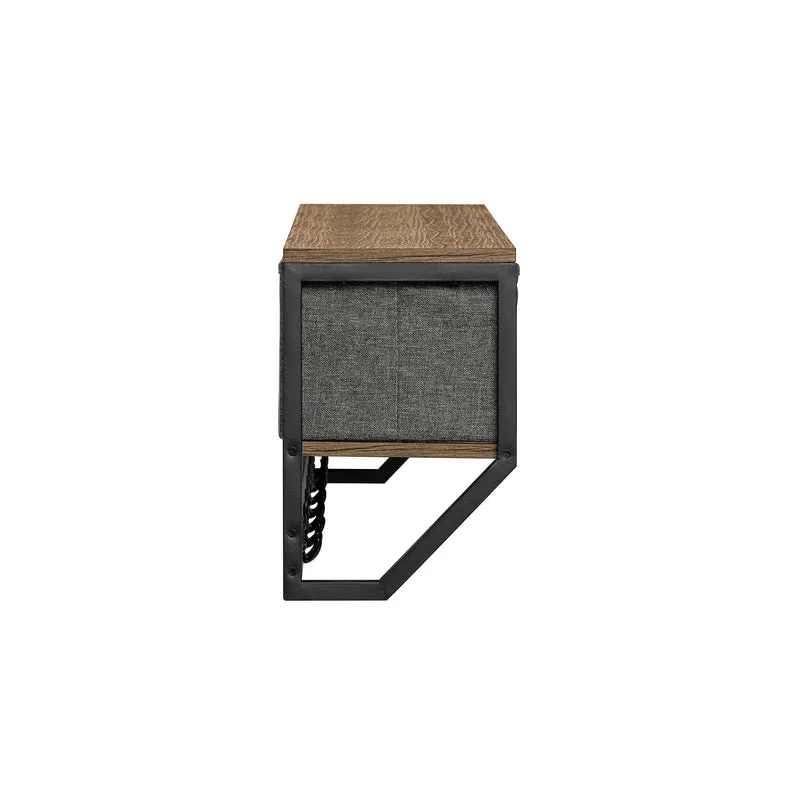 SoBuy FHK26-N Portemanteau Mural Meuble d’Entrée Vestiaire Portant à Vêtements Étagère Murale avec 3 Paniers et 7 Crochets Doubles, Style Industriel 100x20x30 cm