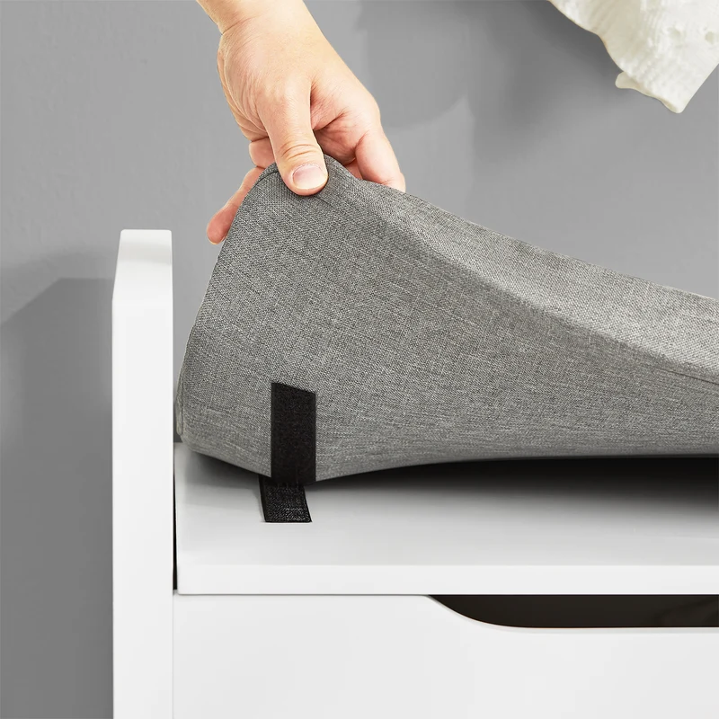 SoBuy FSR76-W Banc à Chaussures avec Coussin Rembourré et Rangement pour Entrée Couloir – 86x38x54 cm, Blanc