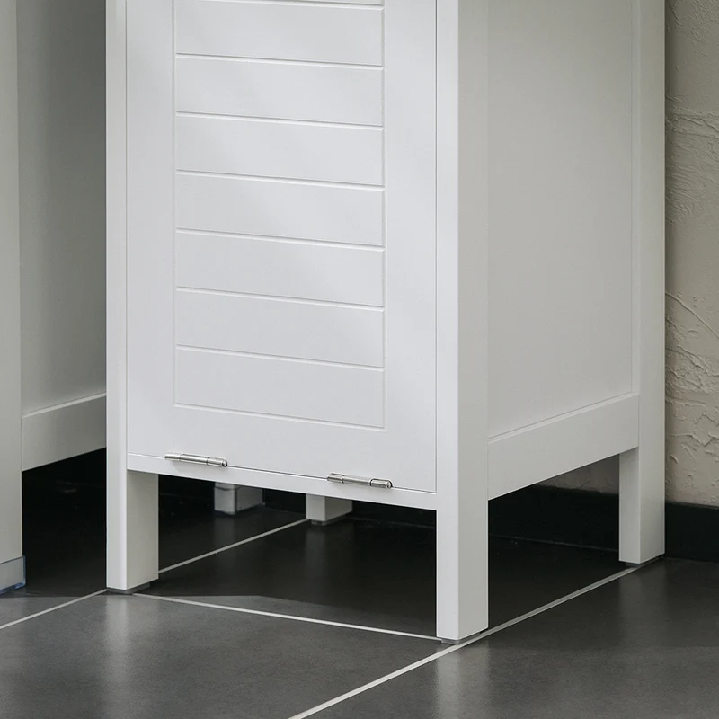SoBuy BZR122-W Armoire à Linge avec Sac Abattant et Étagère Ouverte – L30×P30×H90 cm, Charge 15 kg, MDF, Blanc