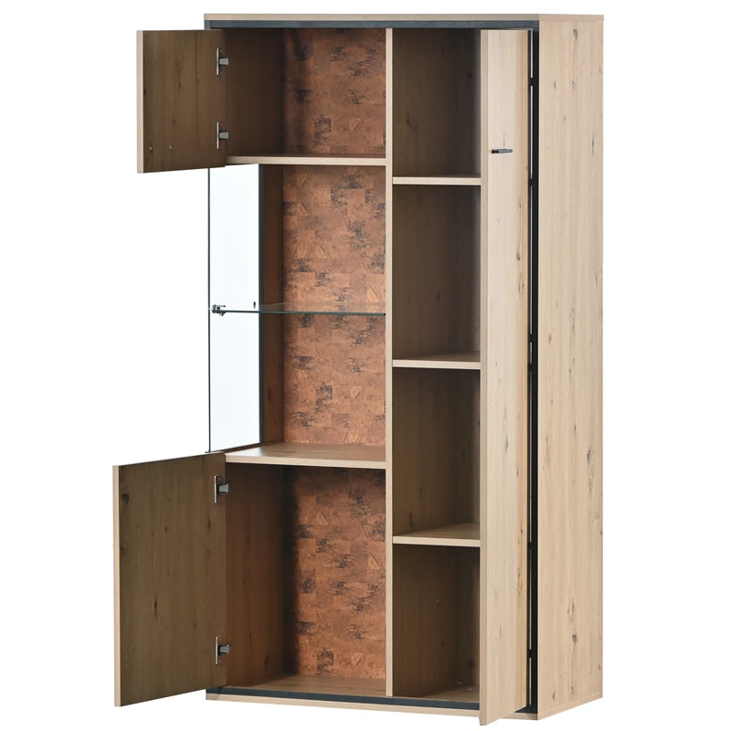 Buffet haut vitrine moderne avec éclairage LED 150Hx78Lx40Tcm TRICOKS