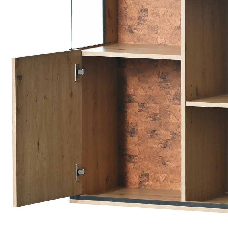 Buffet haut vitrine moderne avec éclairage LED 150Hx78Lx40Tcm TRICOKS