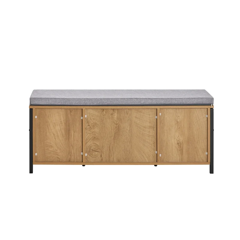 SoBuy FSR149-N Banc à Chaussures avec Coussin Rembourré et Tiroirs, Meuble d'Entrée – 110x35x45 cm, Naturel