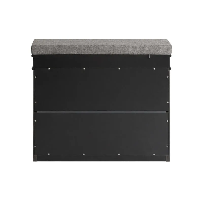 SoBuy FSR82-K-SCH Banc à Chaussures avec Coussin Rembourré et 1 Abattant, Slim 24cm pour Entrée – 60x24x51 cm, Noir