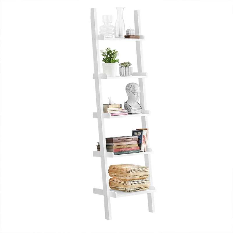 SoBuy FRG17-W Étagère murale style échelle 5 niveaux Bibliothèque Étagère échelle
