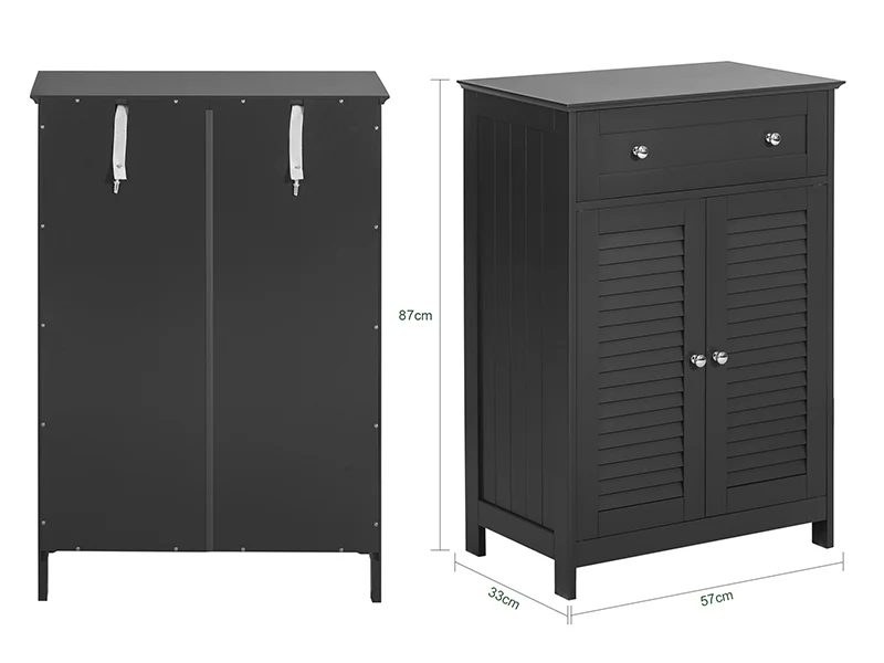 SoBuy FRG238-DG Meuble Bas Salle de Bain avec Étagère Réglable, 1 Tiroir et 2 Portes, pour Salle de Bain et WC, Rangement Optimisé – L60×P35×H87 cm, Gris Foncé
