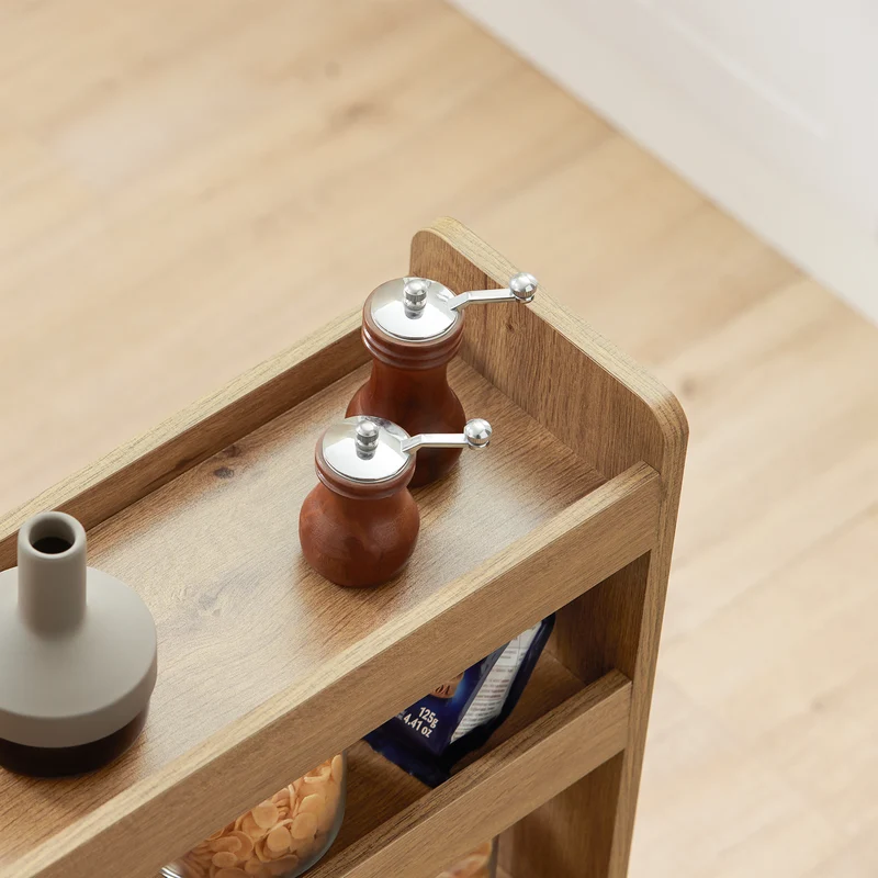 SoBuy NSR01-PF Étagère de Niche à roulettes en Bois Meuble de Rangement Cuisine Salle de Bain Chariot Placard Alcôve