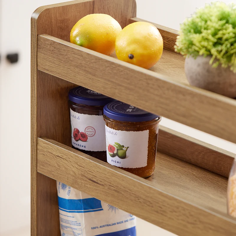 SoBuy NSR01-PF Étagère de Niche à roulettes en Bois Meuble de Rangement Cuisine Salle de Bain Chariot Placard Alcôve