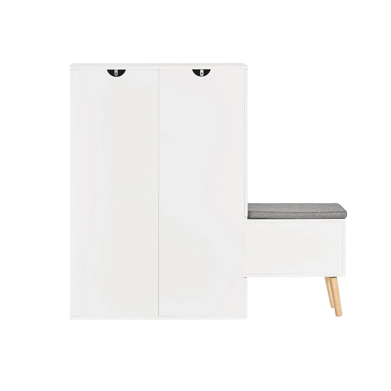 SoBuy FSR134-W Banc à Chaussures Modulable avec Armoire sur Pieds, Meuble d'Entrée – 124x24x126 cm, Blanc