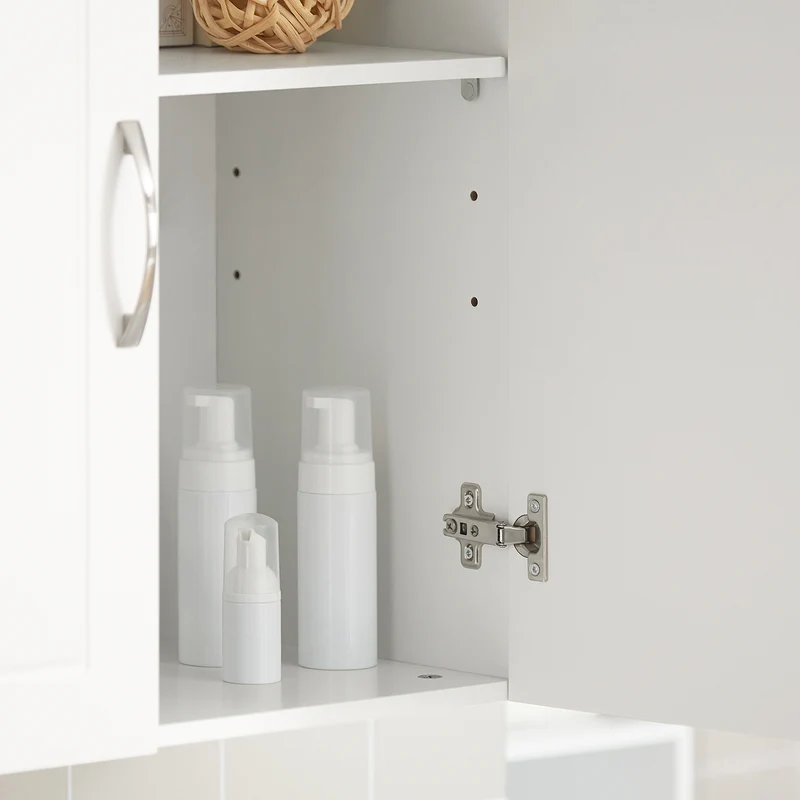 SoBuy FRG231-W Armoire Murale Salle de Bain avec Porte et Étagère Réglable – L60×P30×H60 cm, Charge 25 kg, MDF E1, Blanc