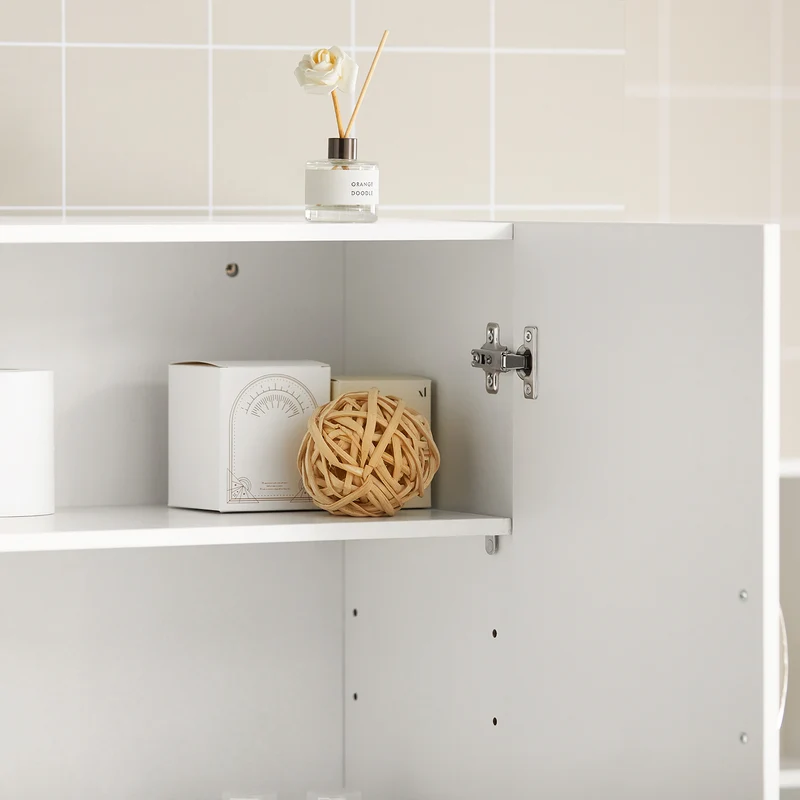 SoBuy FRG231-W Armoire Murale Salle de Bain avec Porte et Étagère Réglable – L60×P30×H60 cm, Charge 25 kg, MDF E1, Blanc