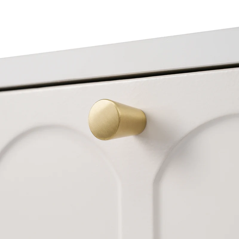 Console Coiffeuse élégante avec 2 tiroirs blanc crème structure et poignée dorée 100x45cm FULZEL