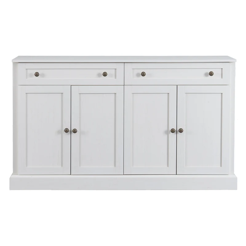 Grand buffet blanc moderne avec 4 portes et 2 tiroirs BHONPHAIT