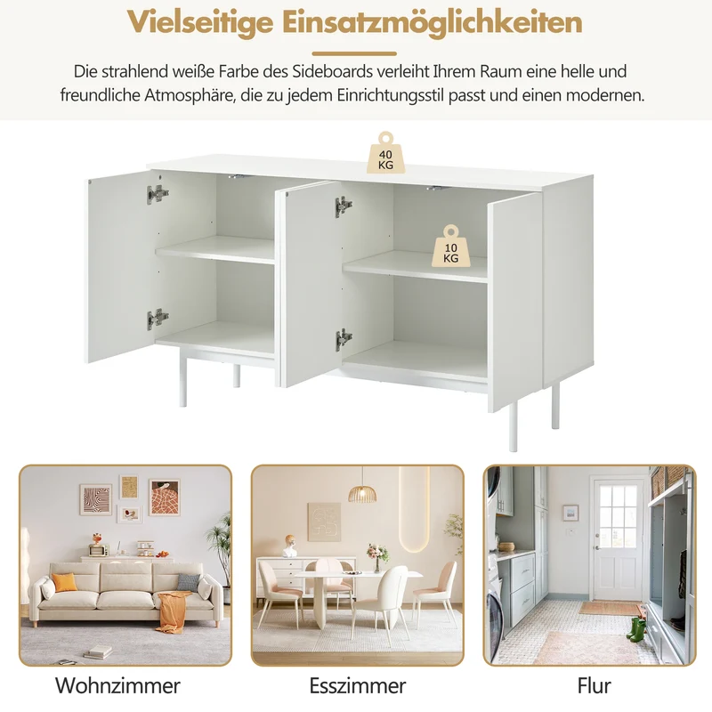 Buffet moderne blanc motif en arc 4 portes AHRE