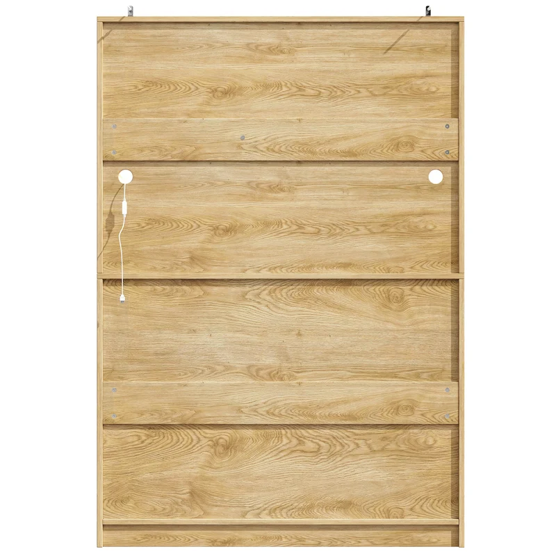 Buffet haut vaisselier de cuisine effet bois avec rotin tressé, éclairage LED ALPENGLOW