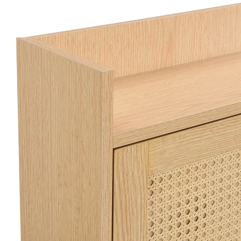 Meuble à chaussures naturel en effect bois clair et rotin avec 3 abattants STEAMERIME