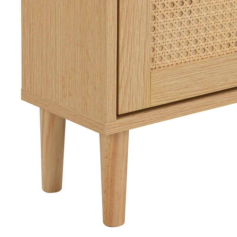 Meuble à chaussures naturel en effect bois clair et rotin avec 3 abattants STEAMERIME