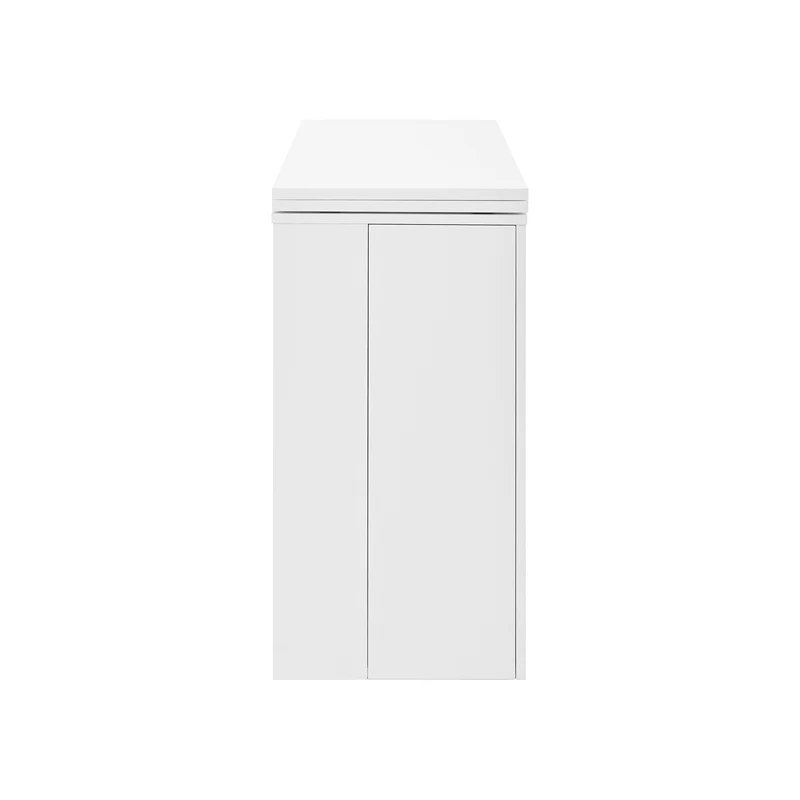 Buffet avec table retratable à 360° avec portes en verre ondulé convertible îlot de cuisine blanc PRAIRIEHAZE
