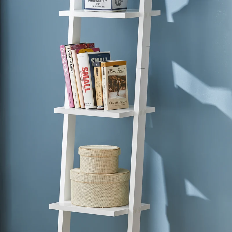 SoBuy FRG15-W Bibliothèque Étagère Murale Style échelle, Étagère échelle 4 Niveaux- Blanc 33 x 180 cm