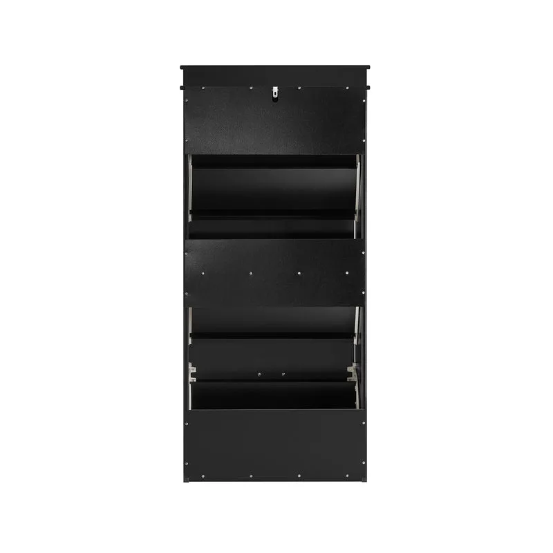 SoBuy FSR94-SCH – Armoire à Chaussures Slim 24 cm – 3 Abattants, 12 Paires – Noir Mat FSC®