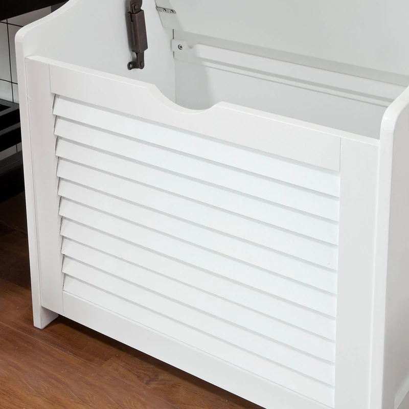 SoBuy FSR40-W Banc de Rangement avec Coussin Rembourré et Sac à Linge Amovible pour Entrée – 50x35x53 cm, Blanc