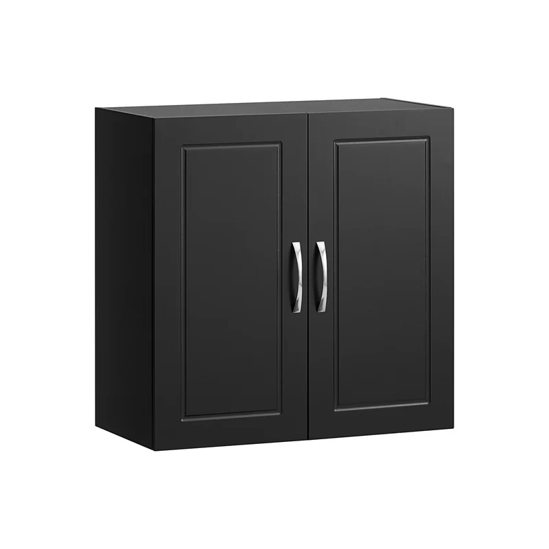 SoBuy FRG231-SCH Meuble Haut Salle de Bain Suspendu Armoire Murale avec Étagère Réglable et Porte Rangement Mural Compact pour Salle de Bain, WC ou Cuisine Noir L60xP30xH60 cm