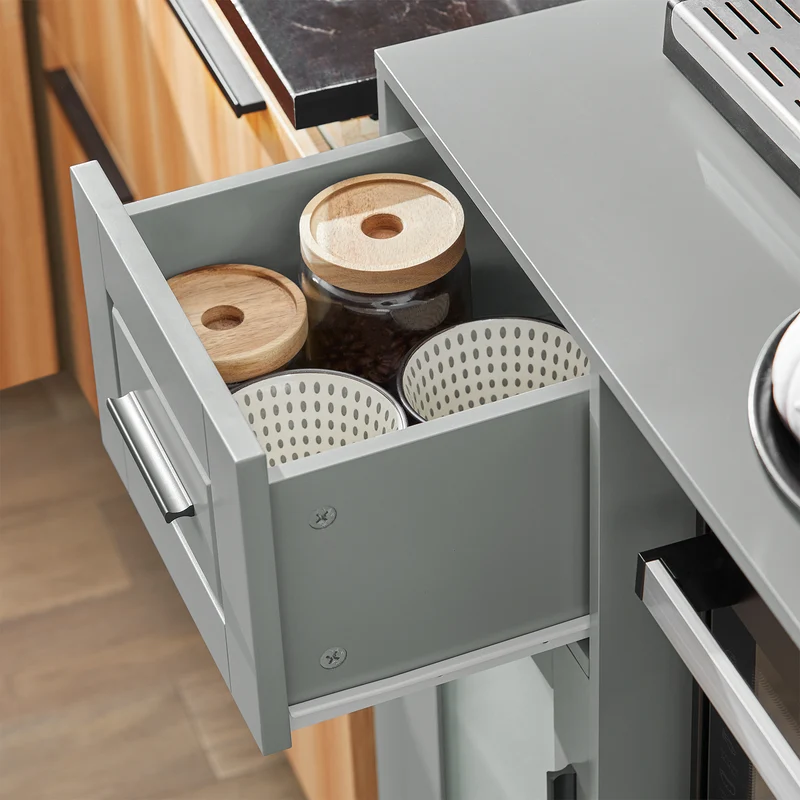 SoBuy FSB78-HG Desserte Cuisine avec Roulettes, Roues et Support Micro-Ondes, Mobile, pour Cuisine et Salle à Manger, Usage Quotidien – L88,5×P40×H89 cm, Gris