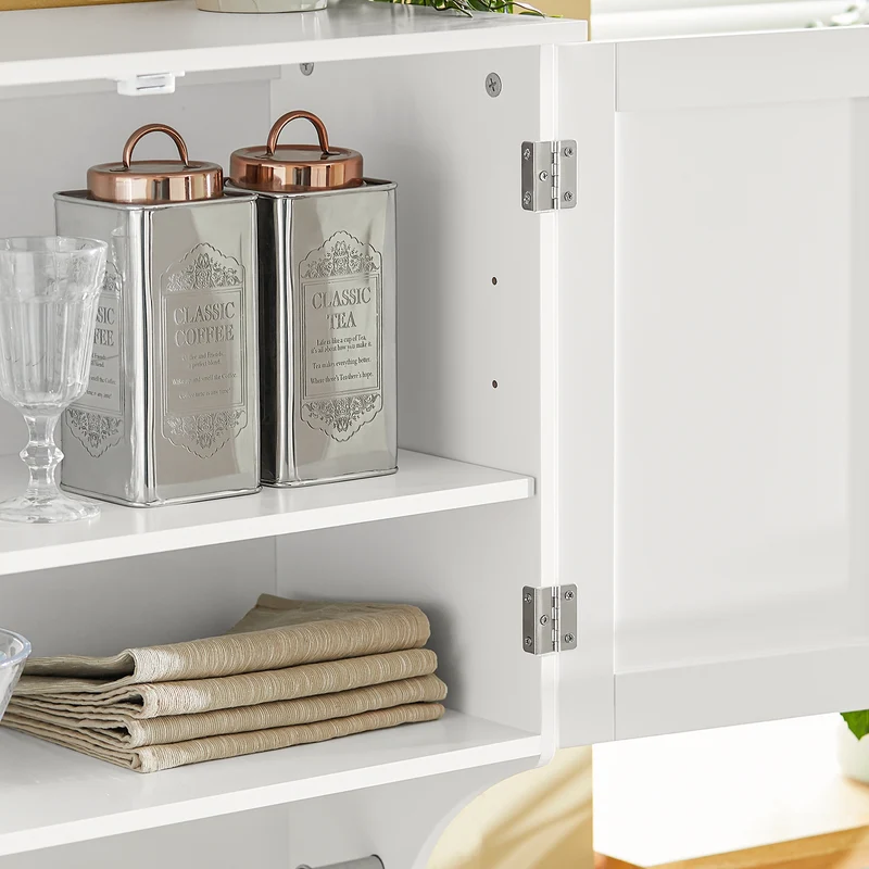 SoBuy BZR84-W Armoire Murale de Salle de Bain – 60×30×60 cm, Étagères Réglables et Barre à Serviettes, Blanc