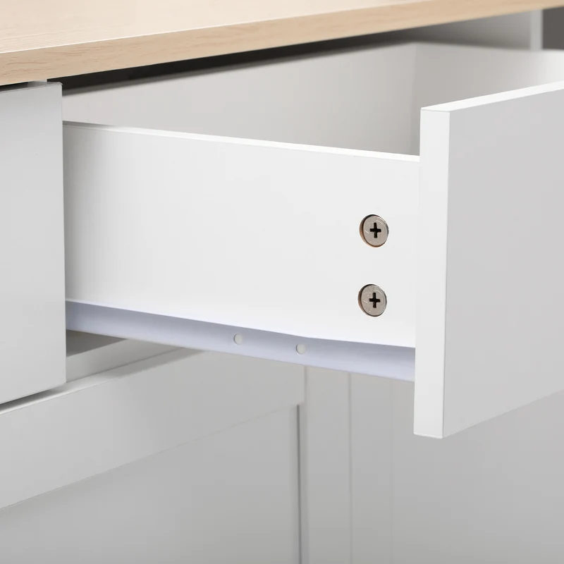Buffet blanc et effet bois 4 portes 3 tiroirs 160*37*75cm STAANKIL