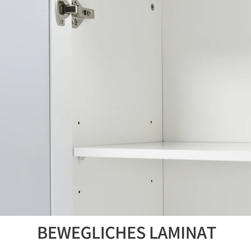 Buffet blanc design 4 portes miroir motif géométrique et poignées en cristal froid 160*40*84cm VOVRATH WHITE