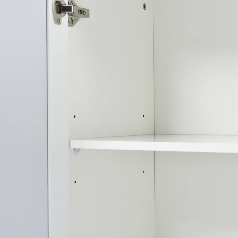Buffet blanc design 4 portes miroir motif géométrique et poignées en cristal froid 160*40*84cm VOVRATH WHITE
