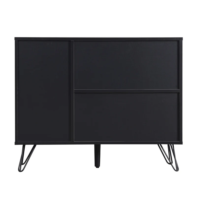 Buffet moderne effet bois foncé et noir avec tiroir 90x30x71,5cm BHOCAINS