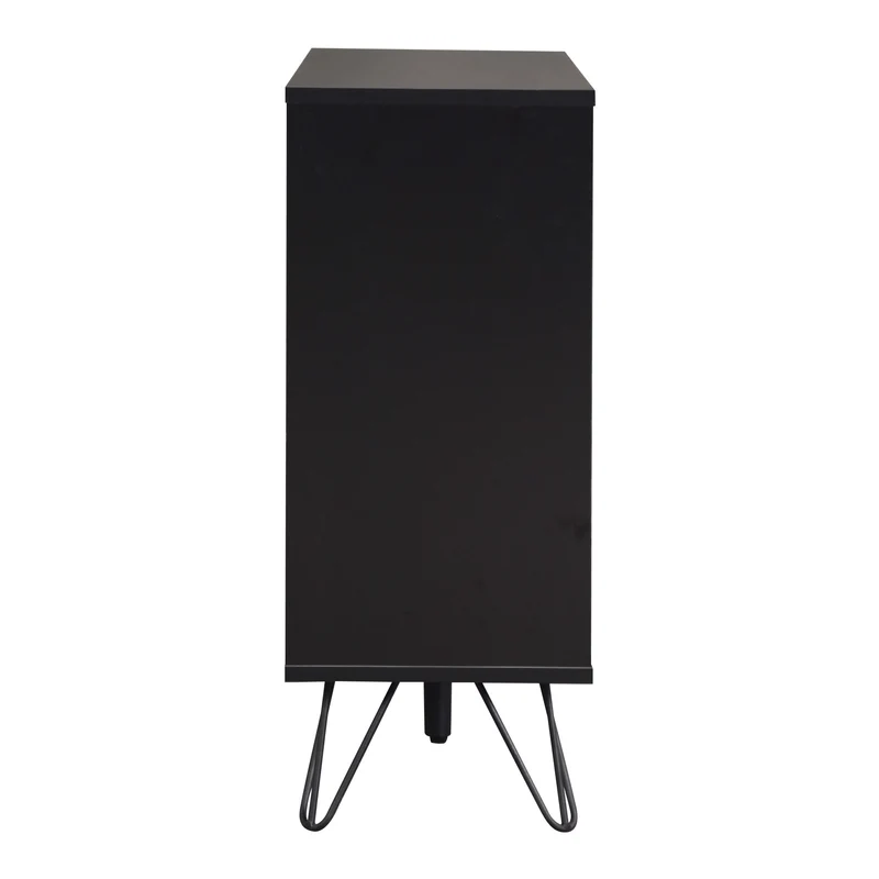 Buffet moderne effet bois foncé et noir avec tiroir 90x30x71,5cm BHOCAINS