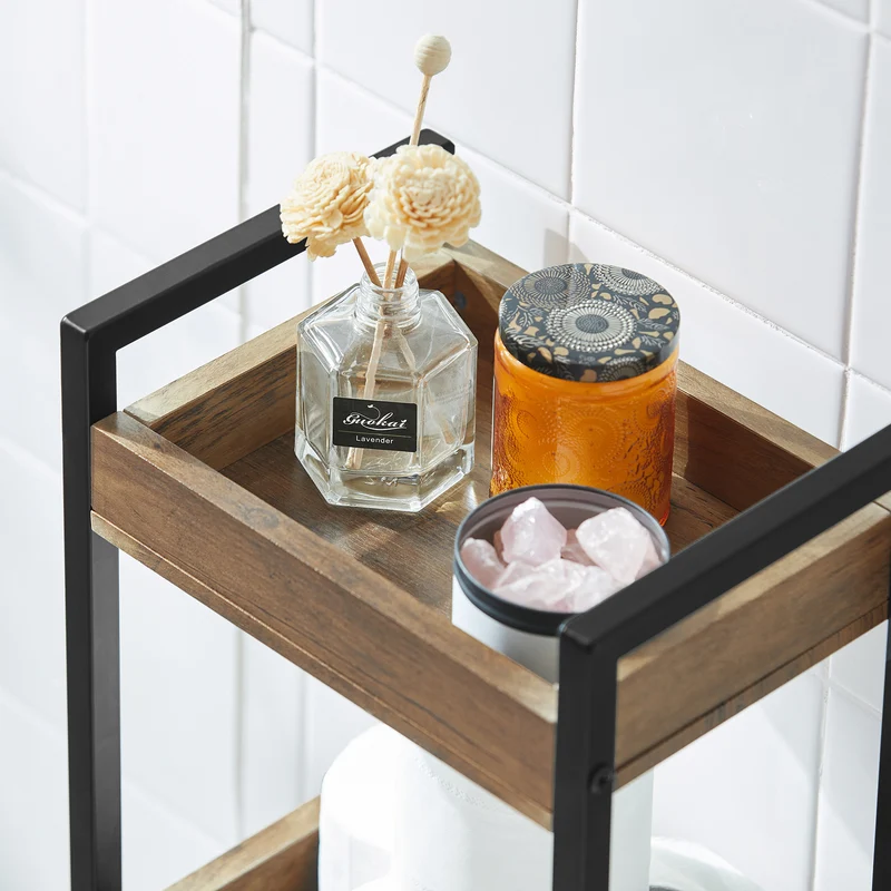 SoBuy FRG226-F Meuble Salle de Bain Rangement avec 3 paniers - Rangement Serviteur de Douche Étagère de Stockage Salle de Bain Petit Meuble WC Rangement 28x20x74 cm