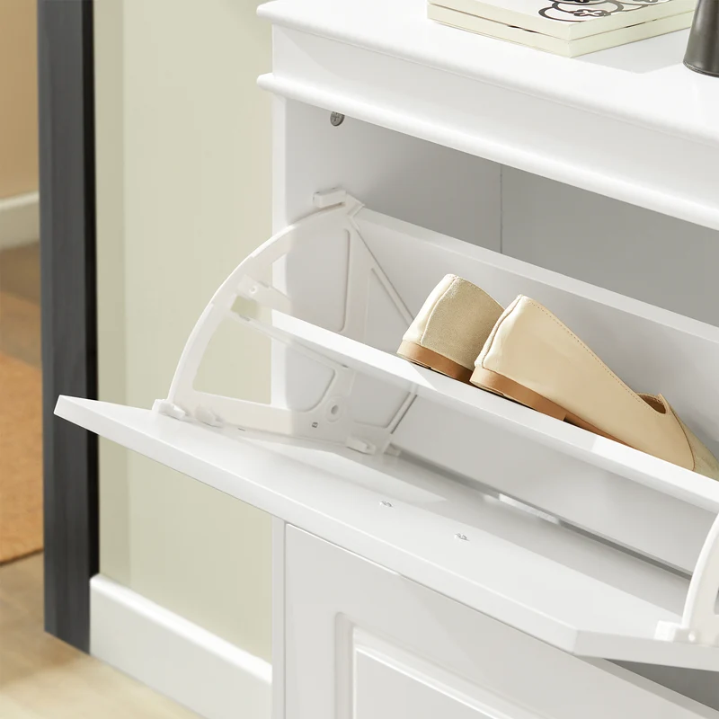 SoBuy FSR94-W Meuble à Chaussures Slim 24 cm – 12 Paires, 3 Abattants, FSC®, Blanc