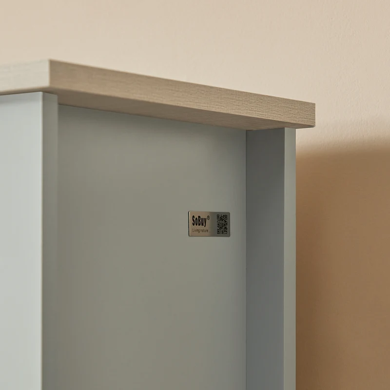 SoBuy BZR68-HG Colonne Salle de Bain Rangement Fonctionnel et Compact, pour Salle de Bain et WC, Rangement Optimisé, Design Fonctionnel – L39×P30×H169 cm, Gris