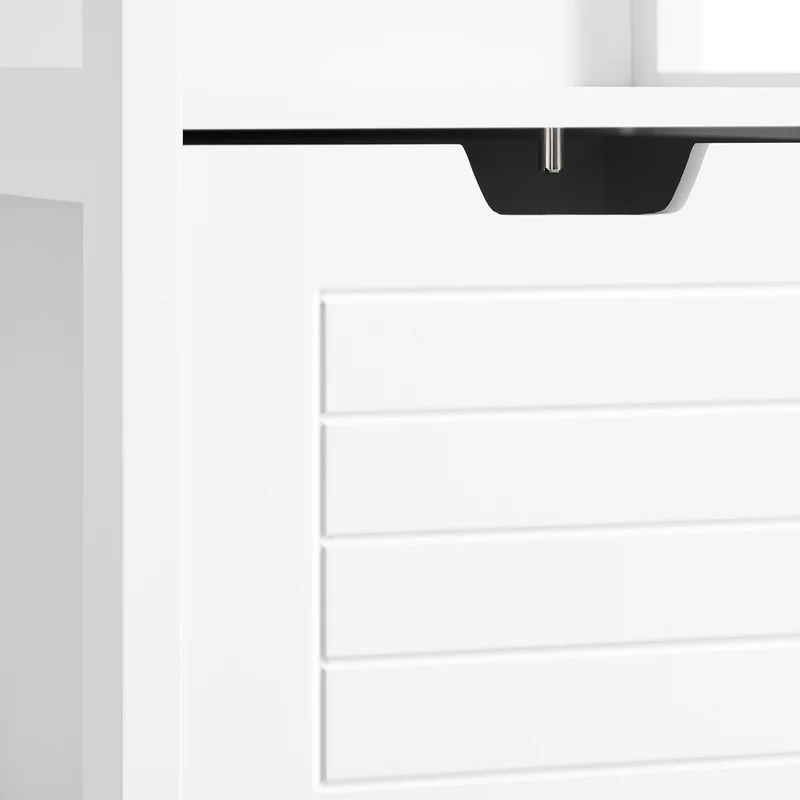 SoBuy FRG126-W Colonne de Salle de Bain – 4 Étagères, 2 Tiroirs, Anti-Basculement, 30×30×144 cm, Blanc